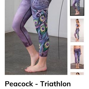 Werkshop Yoga pants with palm tree sunset print